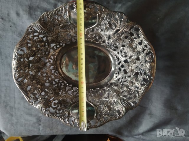 посребрена метална фруктиера в стил арт деко, снимка 4 - Прибори за хранене, готвене и сервиране - 36611175