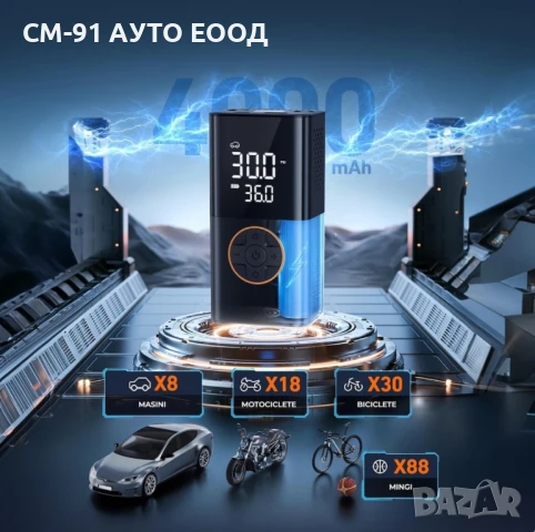 Преносим компресор за кола , снимка 2 - Аксесоари и консумативи - 50700475