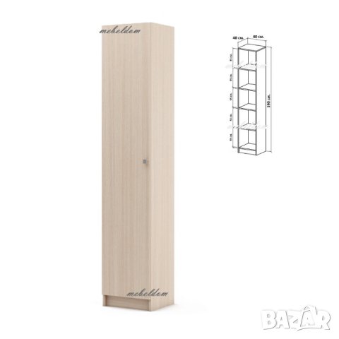 Гардероб еднокрилен с 4 рафта(код-4604), снимка 3 - Гардероби - 40832258