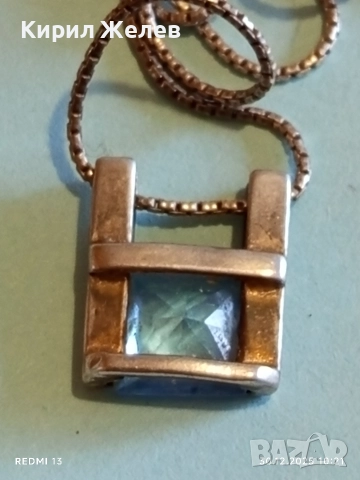 Сребърно колие с висулка от син топаз нежно стилно бижу 24933, снимка 6 - Колиета, медальони, синджири - 52933975