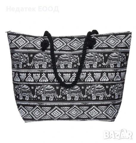 Плажна чанта, Черен, 54x17x37см.