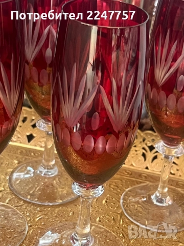 Кристални чаши рубин , снимка 3 - Чаши - 51094951