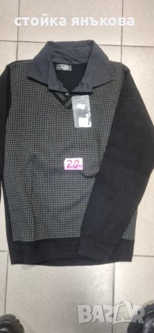 Продавам интересен черен мъжки пуловер с яка , снимка 3 - Пуловери - 48324212