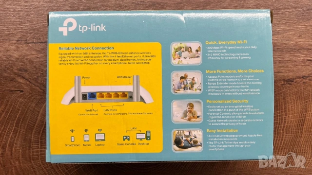 Рутер TP-link TL-WR840N, снимка 5 - Други - 52425166