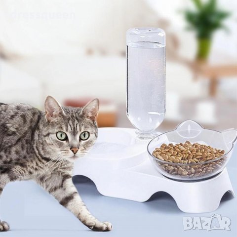 2744 Двоен диспенсър за храна и вода за котки