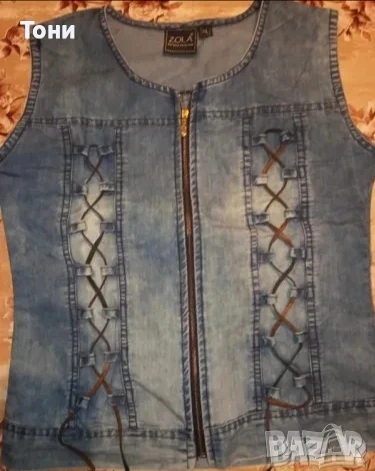 ZOLA Оригинал Нова Дамска Дънкова Риза с Цип М, снимка 3 - Ризи - 50775687