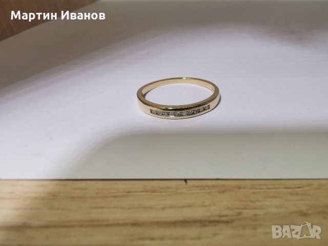 Златен пръстен с диаманти 9 карата , снимка 7 - Пръстени - 30077798