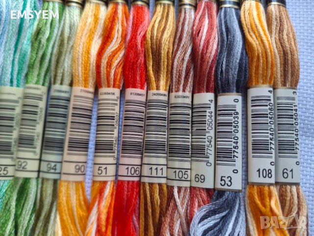 Мулине DMC меланж ,дължина 8 м, 6 нишки, 100 % памук, снимка 2 - Гоблени - 50996154