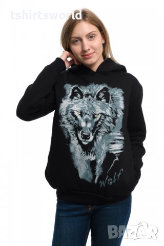 Нов дамски суичър с дигитален печат Сив вълк, Серия вълци