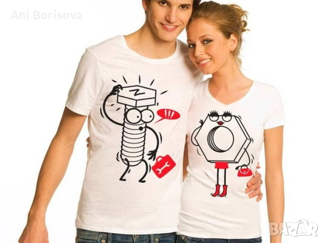 Тениски за двойки – King & Queen / Забавни дизайни / Подарък, снимка 3 - Романтични подаръци - 53207582