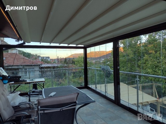 Остъкление тип плъзгане, раменни тенти, ветроупорни завеси, метални конструкции, снимка 4 - Пердета и завеси - 42881105