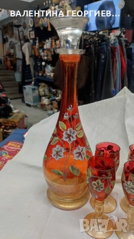 Сервиз шише с шест чаши , снимка 2 - Антикварни и старинни предмети - 52247410