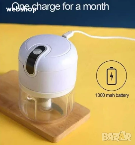 Мини електрически чопър за зеленчуци и плодове, Zola, 12x9 см, пластмаса, бял, снимка 3 - Чопъри и пасатори - 50454396