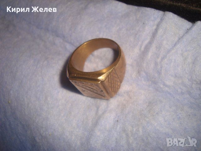 СТАР ПОЗЛАТЕН БРОНЗОВ РЕТРО АРТ ДЕКО ПРЪСТЕН с ПЕЧАТИ 18К 750 за КОЛЕКЦИЯ МАЙСТОРСКА ИЗРАБОТКА 24260, снимка 16 - Антикварни и старинни предмети - 37395518