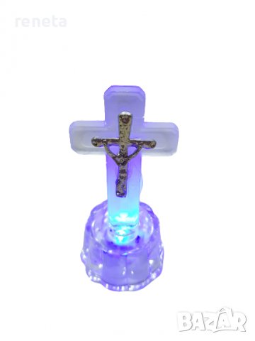 Статуетка Ahelos, Кръст, Стъклен, Светещ, 10 см, снимка 3 - Подаръци за кръщене - 37967603