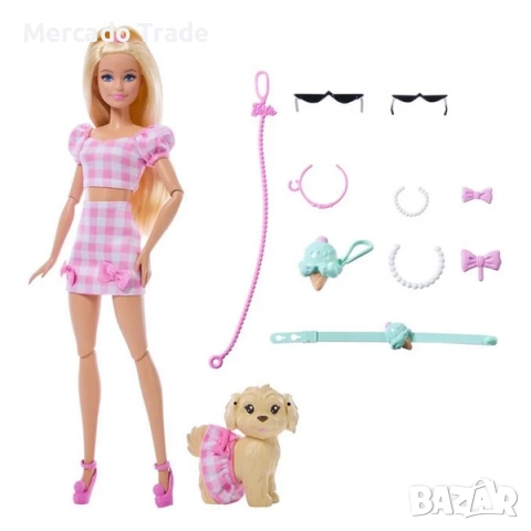 Кукла Барби с кученце и аксесоари, Розов, снимка 2 - Кукли - 52656393