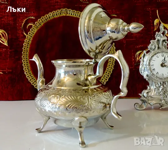 Посребрен бронзов чайник,кана Palace Fes,2.5 л. , снимка 4 - Антикварни и старинни предмети - 55862993