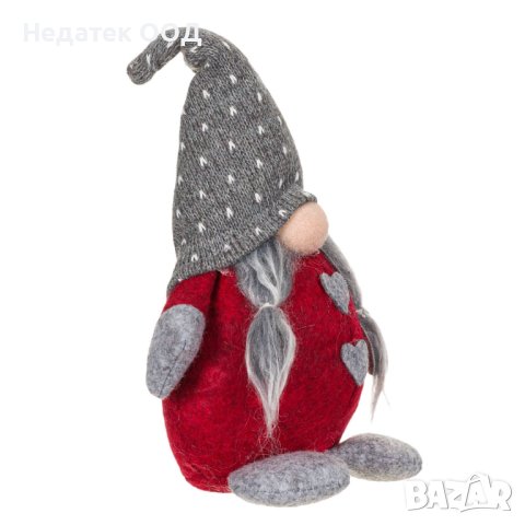 Коледна фигура, Гном  с брада на опашки, 25 см, Червено/ сив, снимка 2 - Декорация за дома - 42682192
