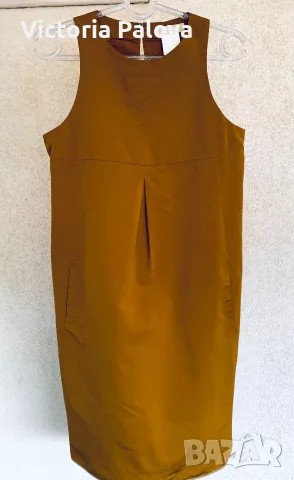 Оригинална луксозна маркова рокля 'S Max Mara - цвят горчица (Размер S/M), снимка 6 - Рокли - 55999270