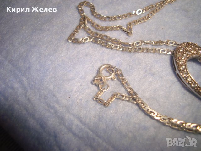 СЪРЦЕВИДЕН СКЪПОЦЕНЕН СРЕБЪРЕН МЕДАЛЬОН с БЯЛА ПОЗЛАТА и СРЕБЪРНО СИНДЖИРЧЕ СРЕБРО 925 КОЛИЕ 28792, снимка 9 - Колиета, медальони, синджири - 37300597