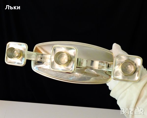 Посребрен свещник за три свещи,троен свещник. , снимка 4 - Антикварни и старинни предмети - 37369351