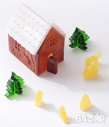 3d коледна къща къщичка джинджифилова силиконова форма молд за направа от фондан шоколад гипс , снимка 3 - Форми - 31059576
