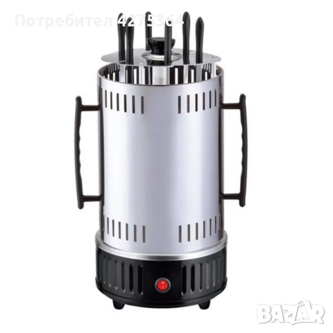 Електрическа скара за барбекю с 6 вертикални шиша–1000W,автоматично въртене,без дим, снимка 5 - Други - 54054346
