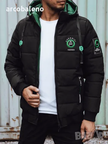 Мъжко черно ватирано яке, 4цвята , снимка 2 - Якета - 47724336