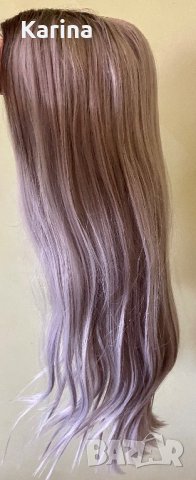 Перука от  висококачествен синтетичен косъм ,цвят   Омбре ( черно, сиво, лилаво), дължина 70см. , снимка 1 - Аксесоари за коса - 42815326