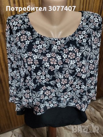 Дамска блуза от шифон на цветя, снимка 1 - Блузи с дълъг ръкав и пуловери - 42385884