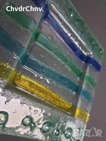 2бр Murano пепелници 17см-20см/стар италиански стъклен пепелник/квадратна чиния от Мурано стъкло, снимка 13 - Декорация за дома - 48069584