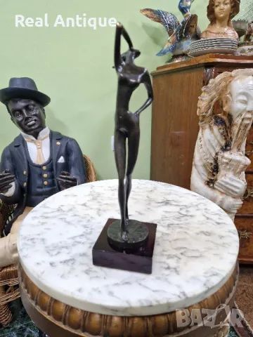 Страхотна антикварна колекционерска бронзова пластика фигура статуетка 