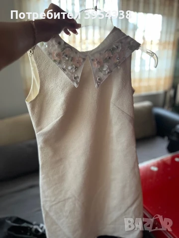 Рокля бяла с камъни и цветя Юнона , снимка 4 - Рокли - 51205589