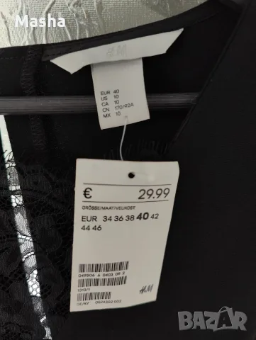 Чисто нова черна рокля H&M с дантела – размер 40 (L), снимка 3 - Рокли - 56087496