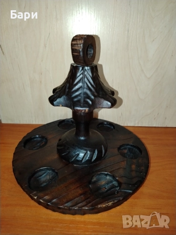 Красива дървена стойка за шест лули, снимка 4 - Антикварни и старинни предмети - 51928981