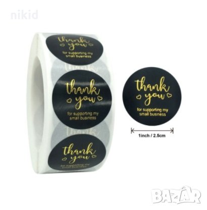 100 бр Thank You черни бели розови малки самозалепващи лепенки стикери за ръчна подарък, снимка 3 - Други - 35143278
