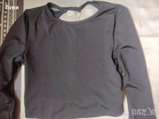 Еластична черна блуза с гол гръб , снимка 5 - Блузи с дълъг ръкав и пуловери - 42134957