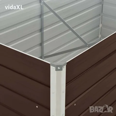 vidaXL Повдигната леха, 160x80x45 см, поцинкована стомана, кафява, снимка 5 - Саксии и кашпи - 56147608