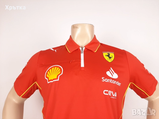 Puma Scuderia Ferrari F1 Team Pro - Оригинална мъжка тениска с яка, снимка 8 - Тениски - 52666342