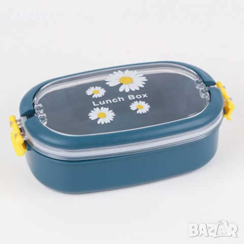 4091 Кутия за храна с прибори Маргаритка, снимка 3 - Кутии за храна - 42535834