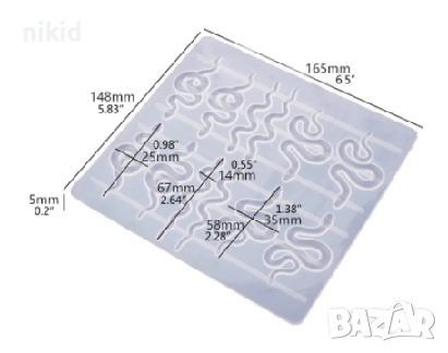12 змии змия силиконов молд форма фондан смола обеци бижу украса декор, снимка 3 - Форми - 36628215
