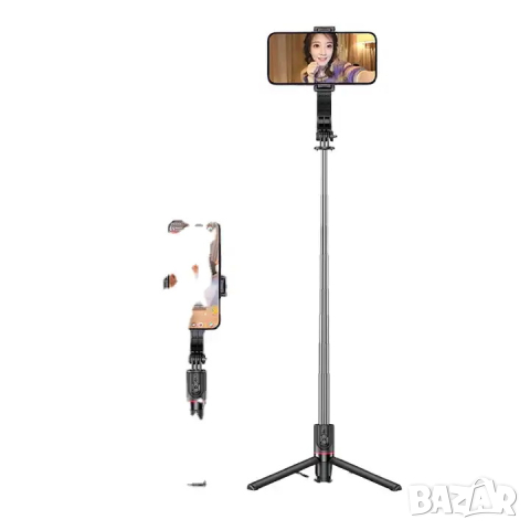 Селфи стик с ротация на 360 градуса USAMS / черен, снимка 2 - Селфи стикове, аксесоари - 44523854