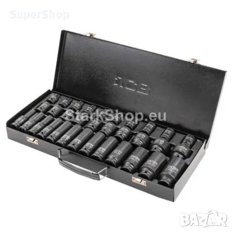Професионални Ударни Вложки 33части 1/2″ JCB + Дълбоки Вложки / Камъни 4333-5MPB, снимка 2 - Гедорета - 50221557