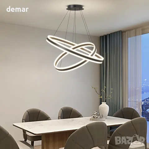 Модерен LED полилей Fordeson, 2 пръстена, димиране, SX-40+60см, снимка 11 - Лед осветление - 47763071