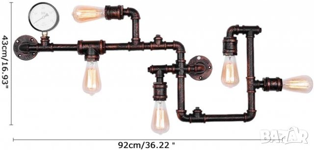 Дизайнерска Стенна лампа OYIPRO Vintage, 5-посочна, снимка 6 - Други - 40057254