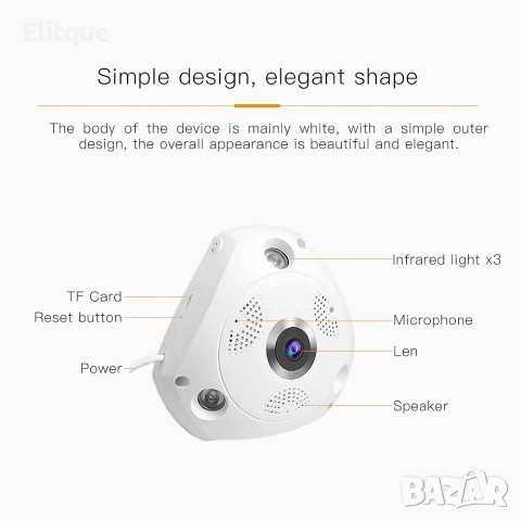 Панорамна 360-камера-Fisheye-1.3MPX, снимка 2 - Други - 53106523