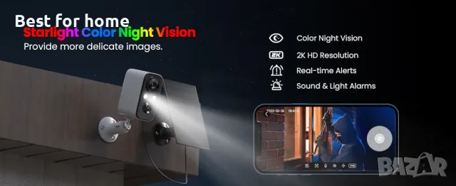 Акумулаторна камера със соларен панел FOAOOD DF 220, снимка 14 - Камери - 47464113