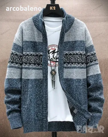 Мъжка модна жилетка с яка и цип, 4цвята , снимка 8 - Суичъри - 48851307