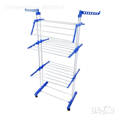 Сгъваем сушилник за дрехи на колелца – практична стойка за сушене на пране, снимка 5 - Други стоки за дома - 52379359