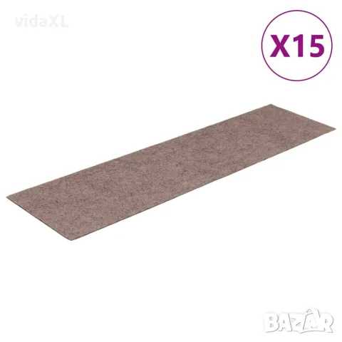 vidaXL Изтривалки за стълби, самозалепващи се, 15 бр., 76x20 см, светлокафяви, правоъгълни